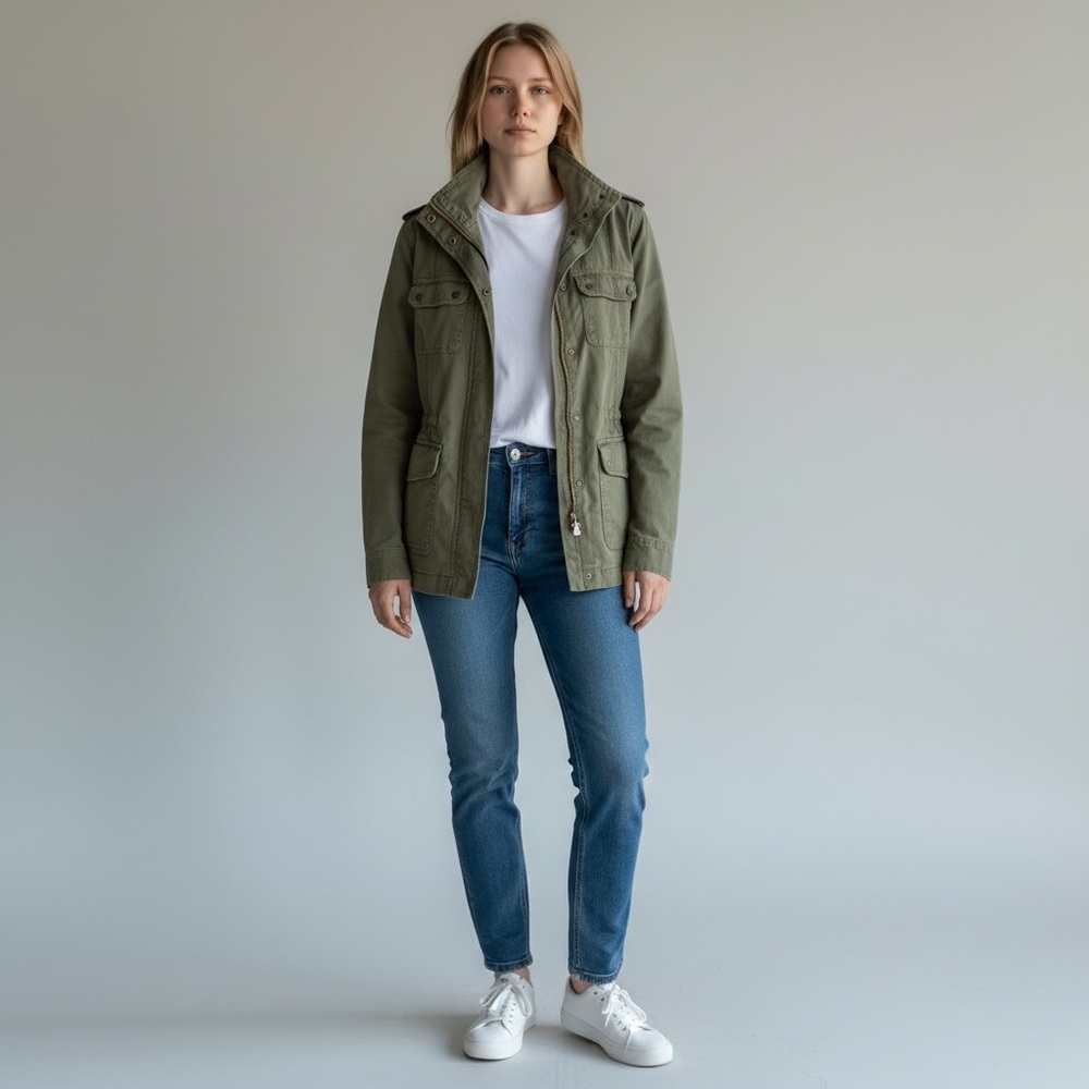 NWOT, Curve Appeal Green Army Style Jacket, Size Medium